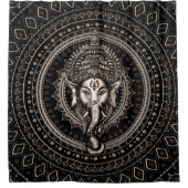 Lord Ganesha - Sepia Black Douchegordijn (Voorkant)