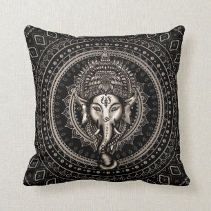 Lord Ganesha - Sepia Black Kussen