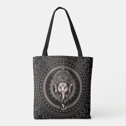 Lord Ganesha - Sepia Black Tote Bag (Achterkant)