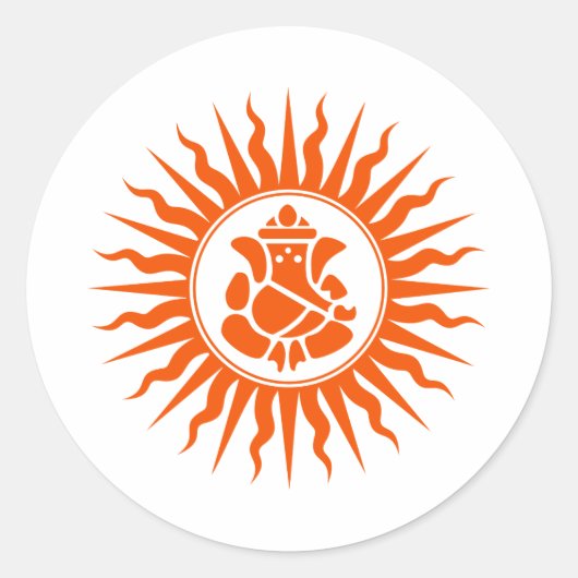 Lord Ganesha Sign Ronde Sticker (Voorkant)