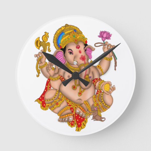 Lord Ganesha Wall Clock Ronde Klok (Voorkant)