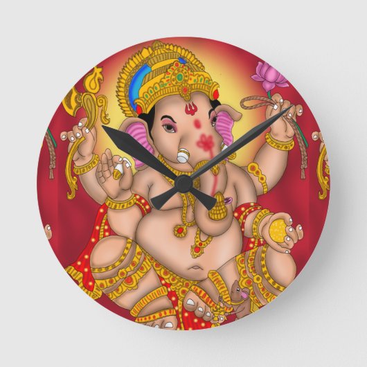 Lord Ganesha Wall Clock Ronde Klok (Voorkant)