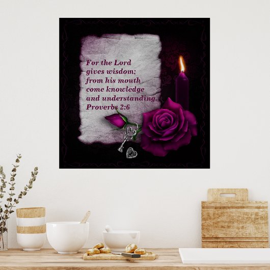 "Lord Gives Wisdom" Proverbs 2:6 Geanoineerd Poster (Keuken)