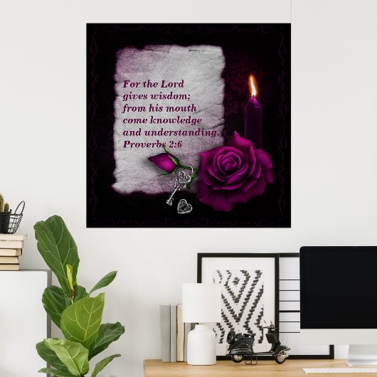 "Lord Gives Wisdom" Proverbs 2:6 Geanoineerd Poster (Thuiskantoor)