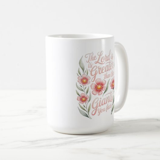 Lord Groter dan Giants, je staat Christelijk bloem Koffiemok (Voorkant rechts)