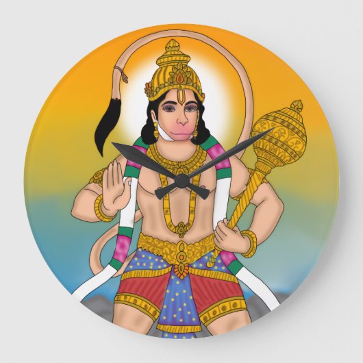 Lord Hanuman Clock Grote Klok (Voorkant)