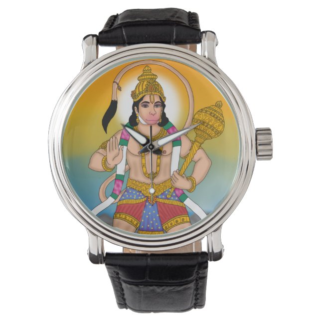 Lord Hanuman Clock Horloge (Voorkant)