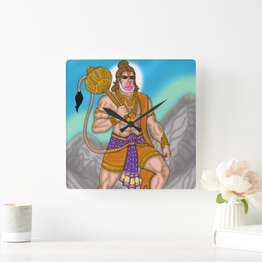 Lord Hanuman Clock Vierkante Klok (Huis)