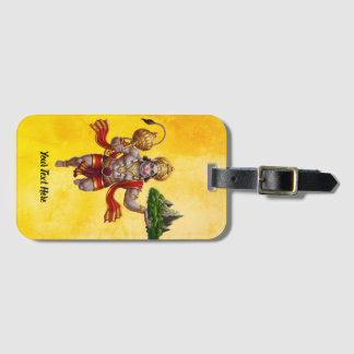 Lord Hanuman Flying Lifting Mountain Bagagelabel