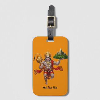 Lord Hanuman Flying Lifting Mountain Bagagelabel