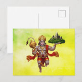 Lord Hanuman Flying Lifting Mountain Briefkaart (Voorkant / Achterkant)