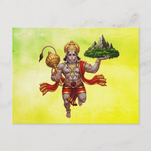 Lord Hanuman Flying Lifting Mountain Briefkaart (Voorkant)