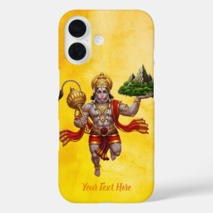 Lord Hanuman Flying Lifting Mountain iPhone 16 Hoesje