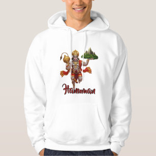 Lord Hanuman Flying Lifting Mountain Hoodie