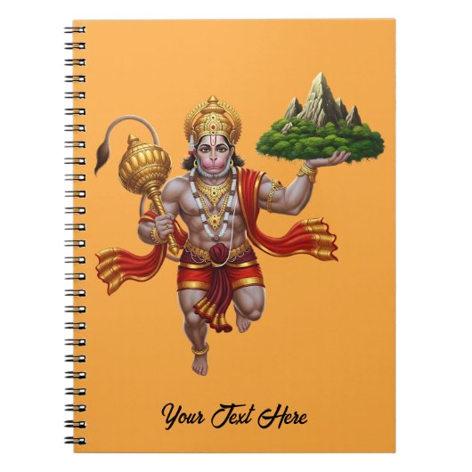 Lord Hanuman Flying Lifting Mountain Notitieboek (Voorkant)