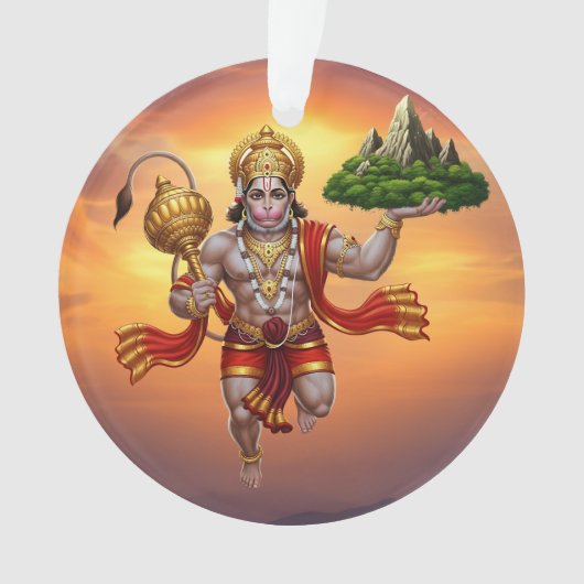 Lord Hanuman Flying Lifting Mountain Ornament (voorkant)