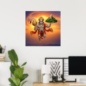 Lord Hanuman Flying Lifting Mountain Poster (Thuiskantoor)