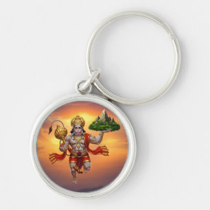 Lord Hanuman Flying Lifting Mountain Sleutelhanger