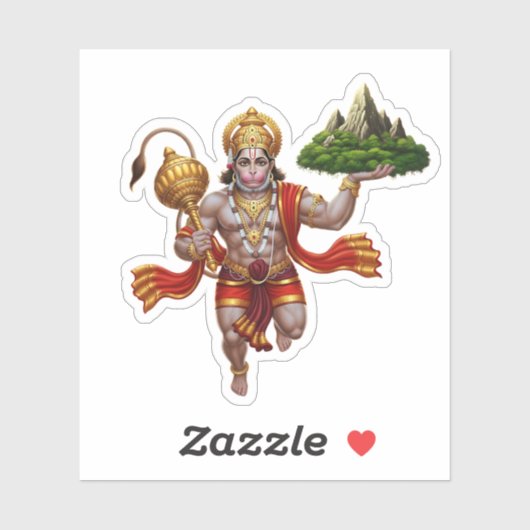 Lord Hanuman Flying Lifting Mountain Sticker (Vel)