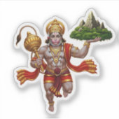 Lord Hanuman Flying Lifting Mountain Sticker (Voorkant)