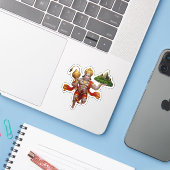 Lord Hanuman Flying Lifting Mountain Sticker (Laptop met iPhone)