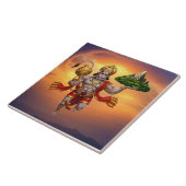 Lord Hanuman Flying Lifting Mountain Tegeltje (Zijkant)
