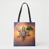 Lord Hanuman Flying Lifting Mountain Tote Bag (Voorkant)