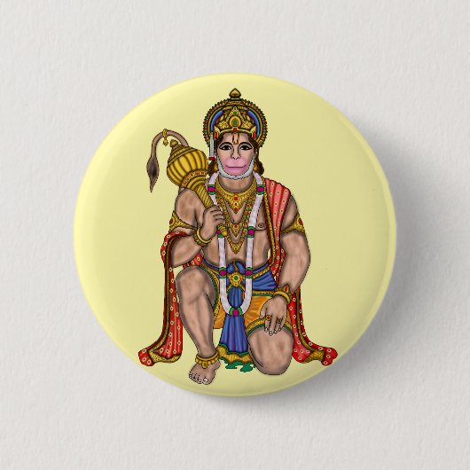 Lord Hanuman-knop Ronde Button 5,7 Cm (Voorkant)