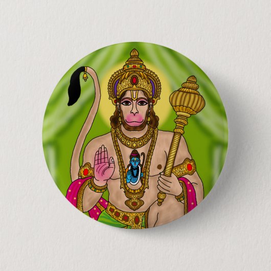 Lord Hanuman-knop Ronde Button 5,7 Cm (Voorkant)