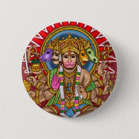 Lord Hanuman-knop Ronde Button 5,7 Cm (Voorkant)