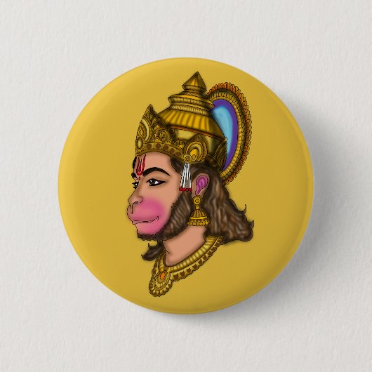 Lord Hanuman-knoppen Ronde Button 5,7 Cm (Voorkant)