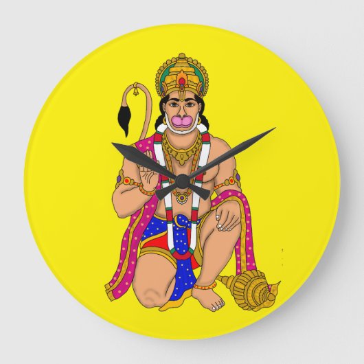 Lord Hanuman Wall Clock Grote Klok (Voorkant)