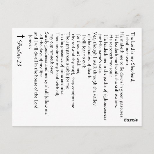 Lord is mijn Shepherd Psalm 23 Complete versie Briefkaart (Achterkant)