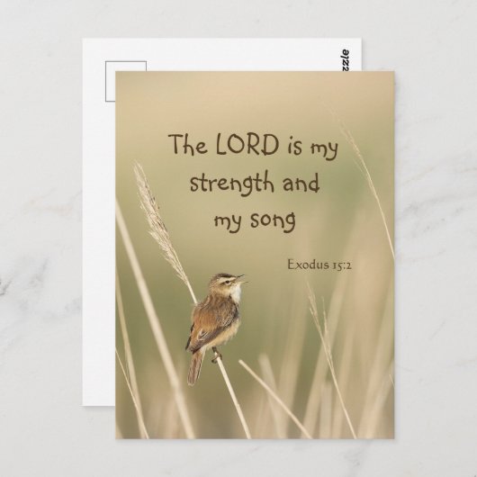 Lord is mijn Sterkte & Song Scripting Song Bird Briefkaart (Voorkant / Achterkant)