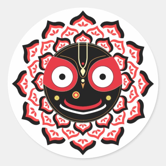 Lord Jagannath Face Chakra Hindu Deity Ronde Sticker (Voorkant)
