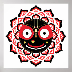 Lord Jagannath Gezicht Chakra Hindoe Godheid Poster