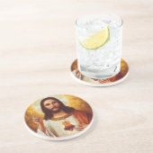 Lord Jesus Christus en het Heilige Hart Zandsteen Onderzetter (Zijkant)