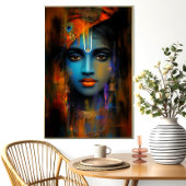 Lord Krishna Art Print: Abstracte Hindoe Godkunst Poster