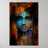Lord Krishna Art Print: Abstracte Hindoe Godkunst Poster (Voorkant)