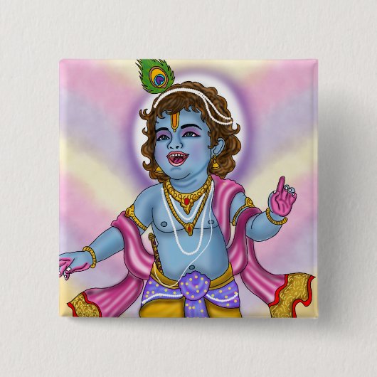 Lord Krishna Button Badge (Voorkant)