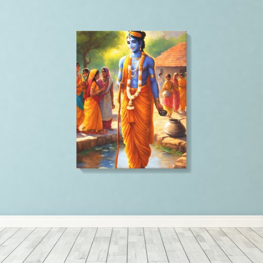 LORD KRISHNA CANVAS AFDRUK (Insitu (Houten vloer))