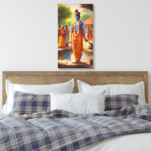 LORD KRISHNA CANVAS AFDRUK (Insitu (Slaapkamer))