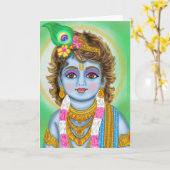 Lord Krishna Child Wenskaart Kaart (Gele Bloem)
