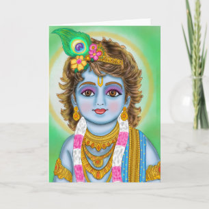 Lord Krishna Child Wenskaart Kaart