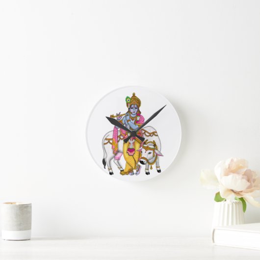 Lord Krishna Clock Ronde Klok (Huis)