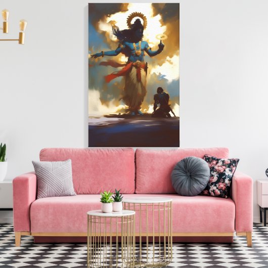 Lord Krishna en Arjuna Canvas Muurkunst (Insitu (Woonkamer))