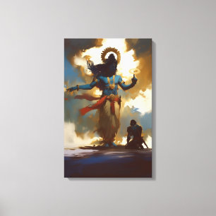 Lord Krishna en Arjuna Canvas Muurkunst Afdruk