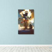 Lord Krishna en Arjuna Canvas Muurkunst Afdruk (Insitu (Houten vloer))