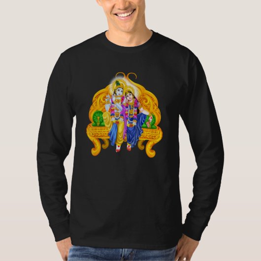 Lord Krishna en Devi Radha Hindu Deity Meditation T-shirt (Voorkant)