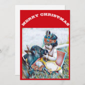 Lord Krishna en Koe die vrolijk kerstfeest wenst Feestdagenkaart (Voorkant / Achterkant)